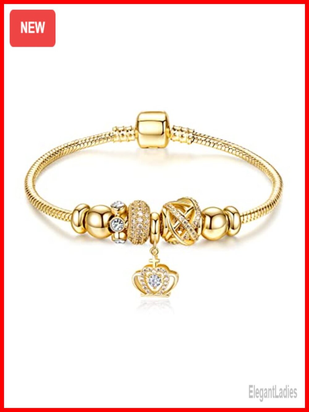 14K Gold Plated Charm Bracelet for Women Link Chain